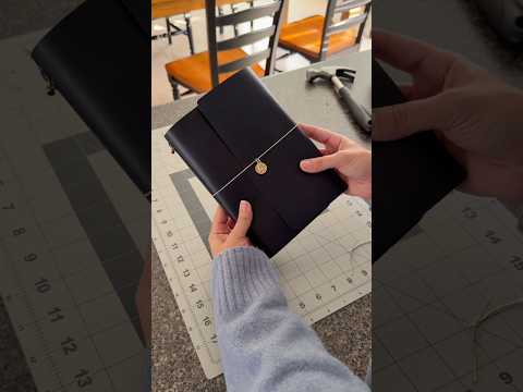 how to make an A5 LEATHER JOURNAL (asmr style) 😍💕 #diyleathercraft