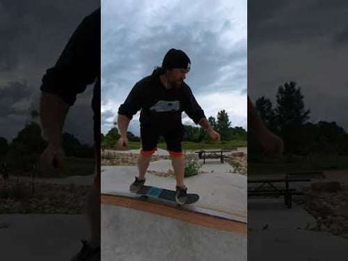 50-50 on a rainbow rail #skateboarding