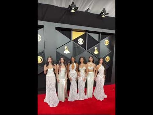 KATSEYE arriving at the Grammys 2026!