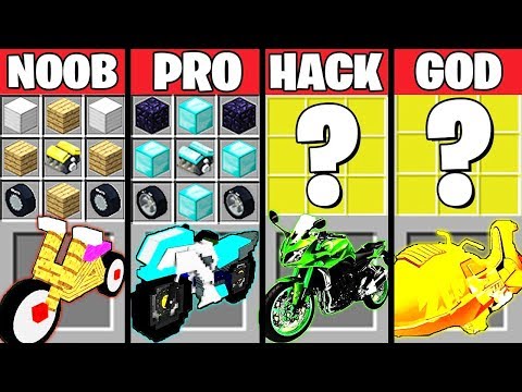 Minecraft Battle: EPIC MOTORCYCLE CRAFTING CHALLENGE - NOOB vs PRO vs HACKER vs GOD ~ Animation