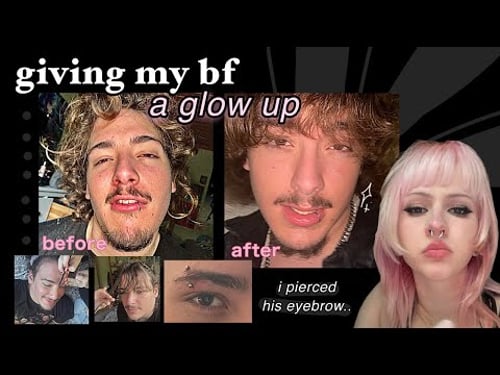 treating my boyfriend like the princess he is ;3 skincare, haircut, shaving, brow piercing