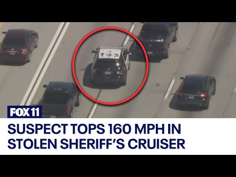 FULL PURSUIT: Sheriff's cruiser stolen in LA, female suspect tops 160 mph in 2-county chase