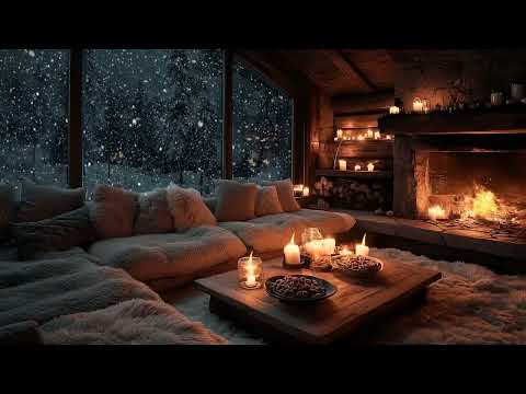 Cozy Fireplace Soft Piano Music Relaxing Winter Ambience for Deep Sleep, Focus