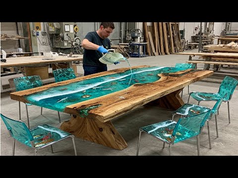 The Whole Process Of Making Beautiful 3D Ocean Wave Epoxy Table // Epoxy Crafts & Wood