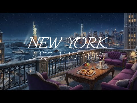 Snowy valentine's apartment with jazz calm music in New York 1940 ♥️ 4K ULTRA 60fps