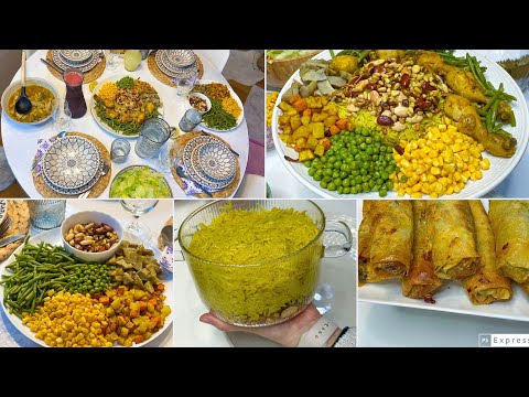 طاولة رمضانية لليوم السادس 6🌙⭐️ روز ازعر بالفاكية صوابع بريك سلاطة خضرة مشكلة