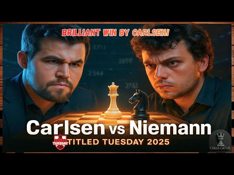Magnus Carlsen vs Hans Niemann🔹Titled Tuesday 2025🔹Brilliant Win by Carlsen❗