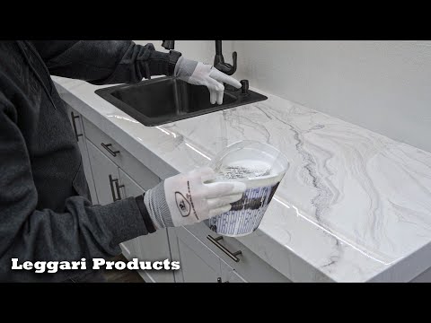 Use Epoxy Dirty Pour Technique To Make Countertop Look Like Real Stone | DIY Counter Remodel Ideas