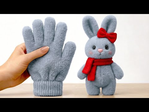 Anyone Can Make Those Cute Christmas Bunnies Using Just Gloves!