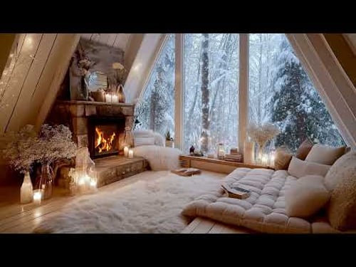 ❄️🔥Romantic Piano Lounge | Candlelight Piano & Gentle Snowfall | Relax, Unwind, Study, Focus
