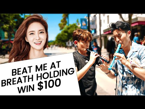 Can you HOLD your breath and WIN $100?! ft. Jasmine Choi