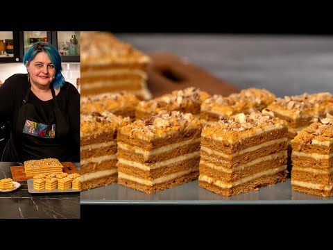 Prăjitura Medovik cu foi cu miere și cremă de smântână cu mascarpone sau frișcă | Savori Urbane