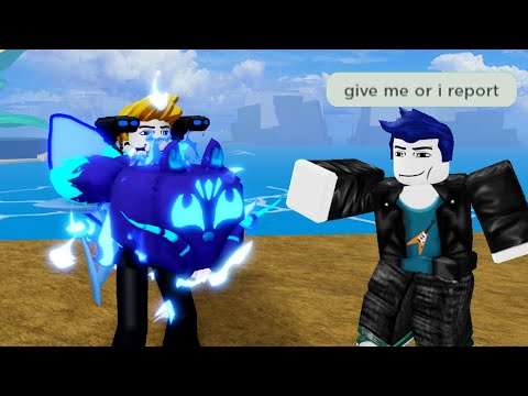 he tried scamming my kitsune lol (Blox Fruits)