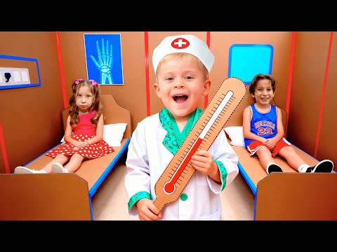 Cardboard Hospital Adventure for Kids: Oliver & Adam Help Patients