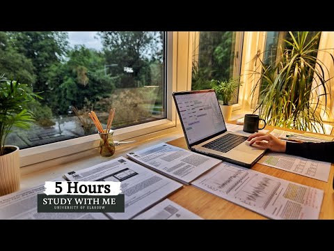 5 HOUR STUDY WITH ME | Background noise, 10 min Break, No music, Study with Merve