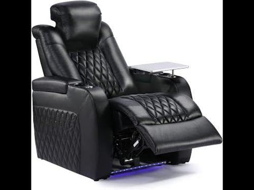 Review: Top Grain Leather Home Theater Recliner — Single Seat with Power Headrest & Tray Table