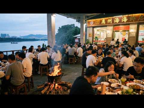 广州烧柴火的海景河鲜大酒店,翘嘴鱼50块一斤小河虾55半斤,正宗原汁原味。【舟小九】