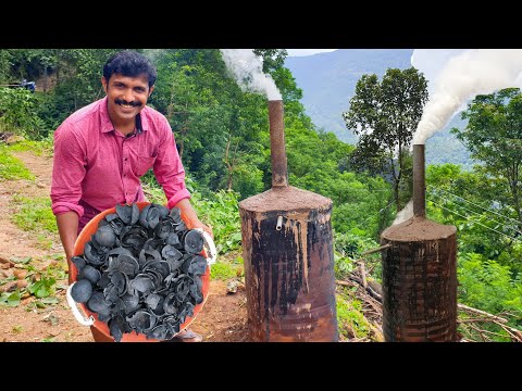 Coconut Shell Charcoal Making at Home | How to make Coconut Shell Charcoal at Home