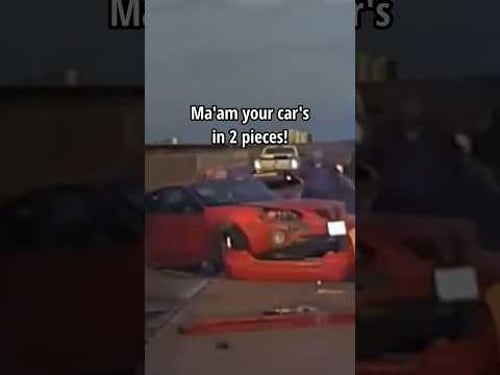 Woman tries to flee traffic stop, splits her car in half instead