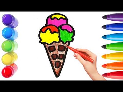 How To Draw cute ICE-CREAM Drawing, Painting & Coloring For Kids and Toddlers_🌈🎨