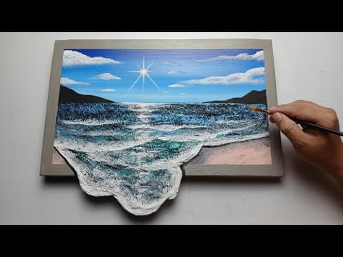3D Textured Seascape Painting with Recyclable Materials