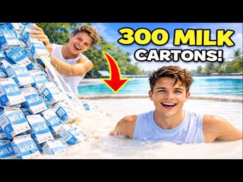 We Poured 300 Milk Cartons Into a Pool 🥛 | AI Simulation Vlog