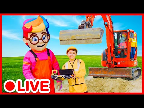 Camiones de juguete, excavadora, policía y bomberos trabajando juntos 🚧 Vídeo para niños | Kidibli