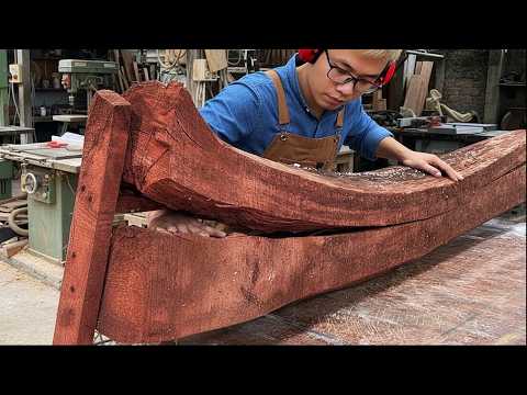 Everyone Ignores This Crack Red Wood?! But He Built The Most Unique Table // Woodworking Creative