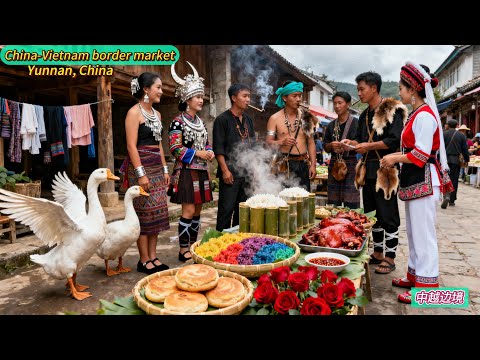 China-Vietnam border market,Farmers travel abroad every day to buy and sell vegetables