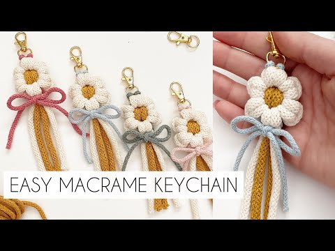 EASY MACRAME DAISY KEYCHAIN | MACRAME TUTORIAL