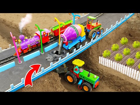 DIY Mini Tractor | Elevated Highway Bridge Built with Massive Cement and Brick Structure Project