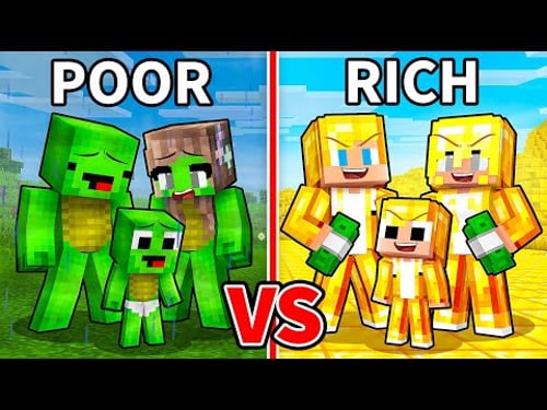 JJ and Mikey: POOR vs RICH Family Battle in Minecraft - Maizen