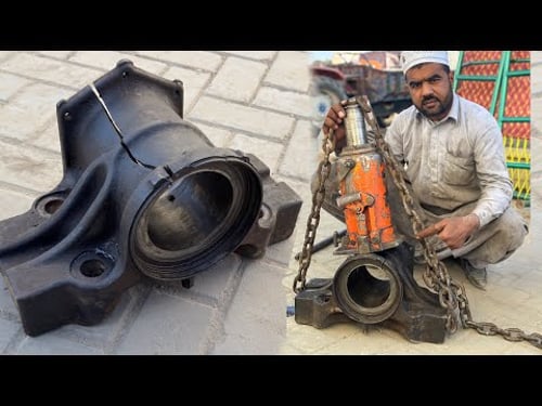 Broken trunnion bushing repair, expert repair of damaged truck trunnion bushing