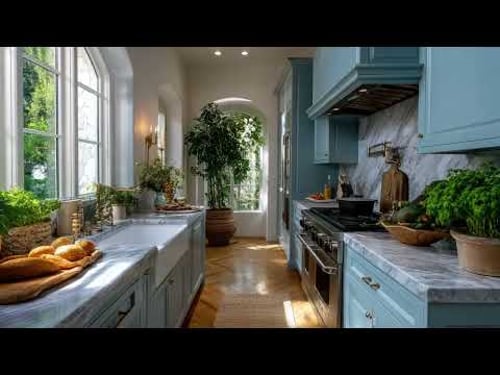 Romantic Kitchen Design Trends in Soft Blue & Olive 2026 | Vintage Charm Combined with Modern Eleg