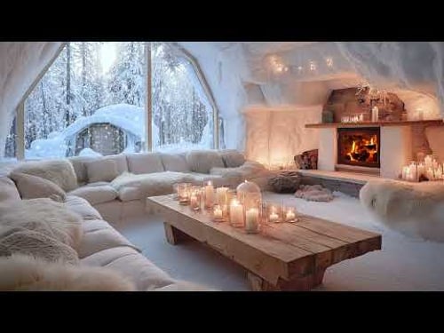 🎹🔥 Cozy White Room Winter Piano | Warm Fireplace Ambience & Soft Falling Snow for Deep Sleep