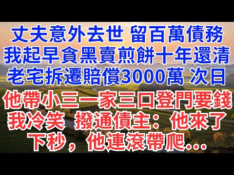 丈夫意外去世,留百萬債務,我起早貪黑賣煎餅十年還清,老宅拆遷賠償3000萬,次日他帶小三一家三口登門要錢,我冷笑,撥通債主電話:他來了,下秒,他連滾帶爬...#為人處世#正能量#故事分享#生活經驗