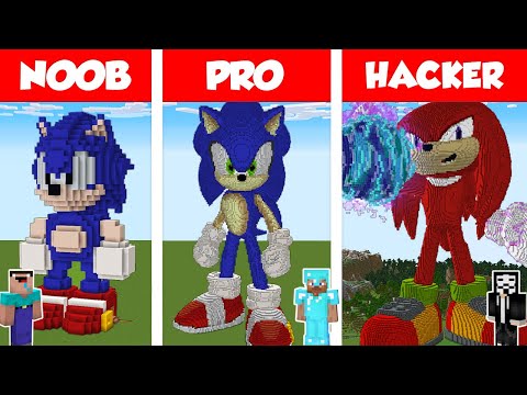 Minecraft NOOB vs PRO vs HACKER: SONIC THE HEDGEHOG PART 2 HOUSE BUILD CHALLENGE in Minecraft