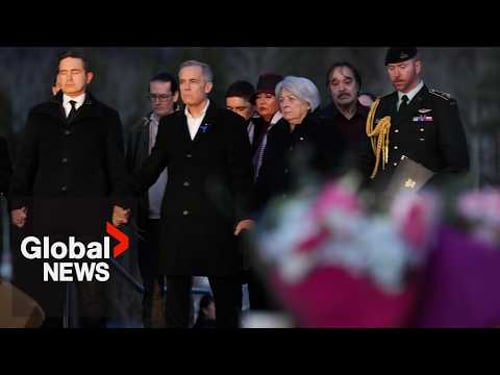 Carney, Poilievre join vigil, pay tribute to Tumbler Ridge shooting victims | FULL