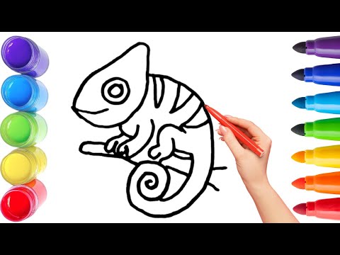 How To Draw cute Lizards Drawing, Painting & Coloring For Kids and Toddlers_ Child Art 🐋🌈🎨