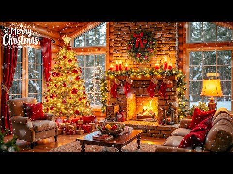 Beautiful Christmas Instrumental Music 🎄 Cozy Christmas Ambience 🔥 Warm Fireplace & Soft Snow
