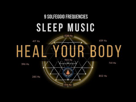 BLACK SCREEN SLEEP MUSIC ☯ All 9 solfeggio frequencies ☯ Full Body Healing