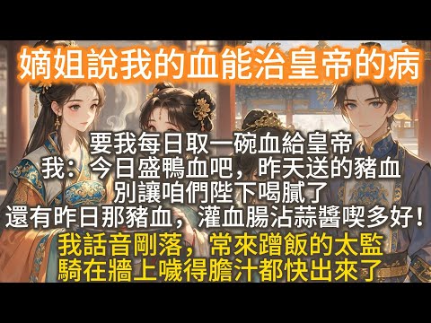 完結搞笑爽文:嫡姐說我的血能治皇帝的病,要我每日取一碗血給皇帝。我指揮替身侍女梨清:今日盛鴨血吧,昨天送的豬血,別讓咱們陛下喝膩了。我話音剛落,常來蹭飯的太監騎在牆上噦得膽汁都快出來了