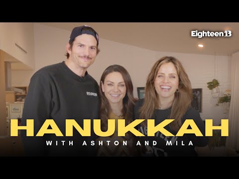 Ashton Kutcher, Mila Kunis, and Noa Tishby Light Candles for the Second Night of Hanukkah