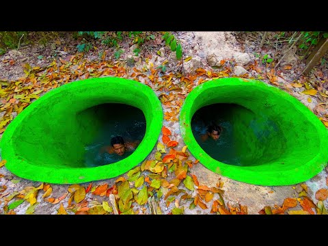 25Days Building The Most Amazing Underground Water Slide Temple Pool Park