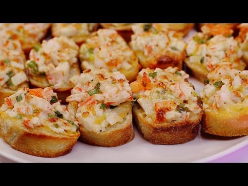 Shrimp & Imitation Crab Toast, Best Appetizer for Parties!