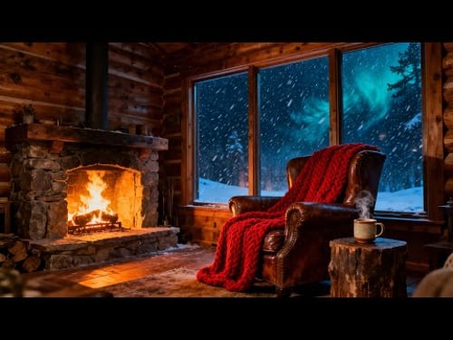 Heavy Blizzard & Warm Cabin ❄️ Crackling Fire & Smooth Jazz 🎷 Deep Focus
