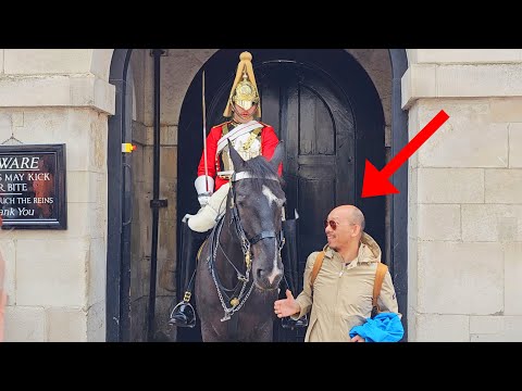 Guard Told this Horrible Tourist Off for Grabbing Horse Throats