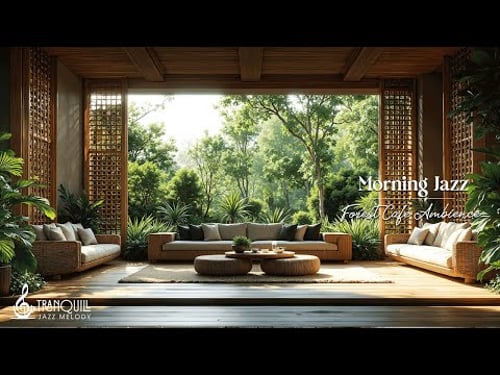 Morning Relaxing Living Room Jazz | Wooden Forest Coffee Shop Ambience with Soft Jazz For Relaxing