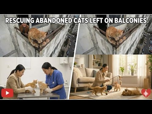 Abandoned After Moving House: A Mother Cat and Her Kittens Trapped on a High Balcony | Crane Rescue