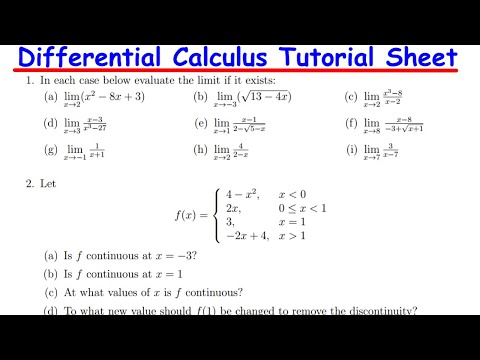 Differential Calculus Tutorial Sheet 8 - Limits & Differential Calculus